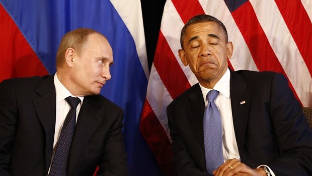 Obama perplesso con Putin durante un summit