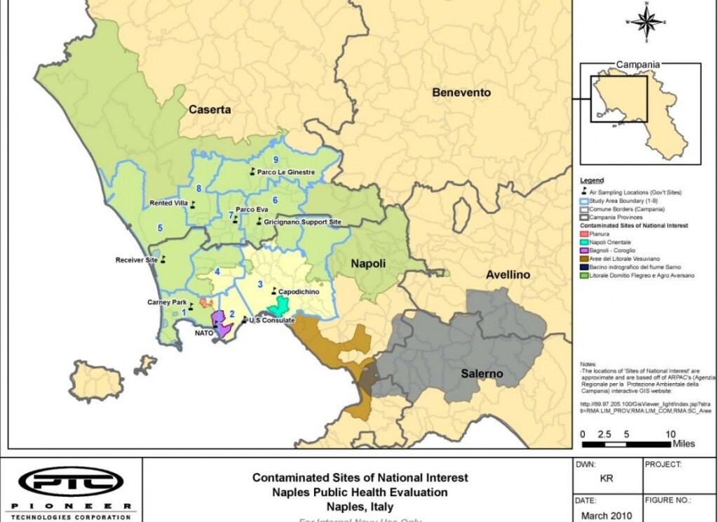 La mappa delle zone contaminate secondo le analisi condotte dai militari Usa