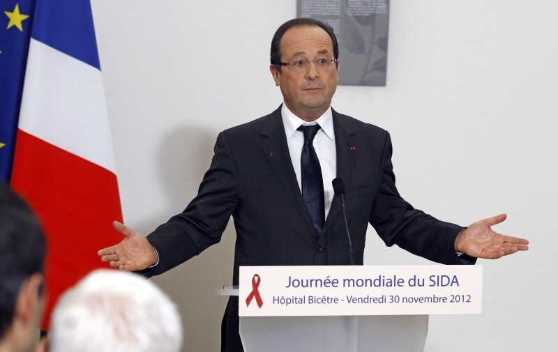 Il-presidente-francese-Hollande-parla-della-giornata-mondiale-dell\'-Aids