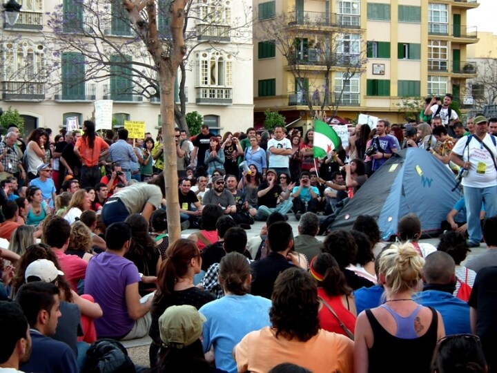 Manifestazione per l\'anniversario del 15M, Malaga - La piazza