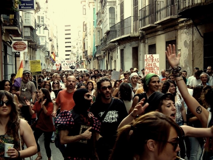Manifestazione per l\'anniversario del 15M - Malaga, Musicisti in corteo