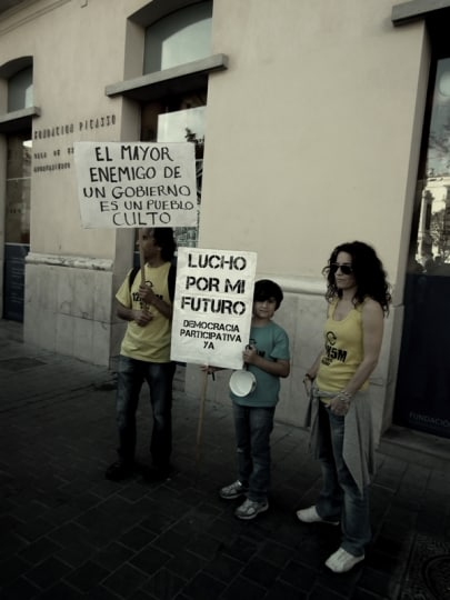 Manifestazione per l\'anniversario del 15M, Malaga - Famiglie