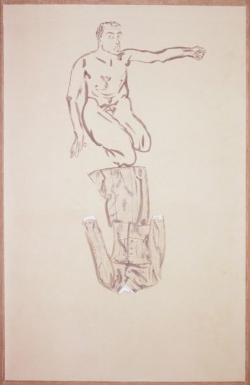Francesco Clemente, Autoritratto con vestito di Chanel, 1979