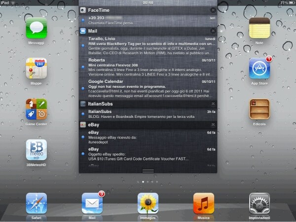 Il Centro notifiche su iPad