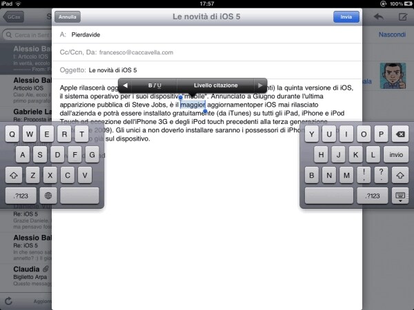 Il nuovo layout di tastiera di iPad (opzionale) 