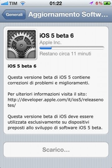 L\'aggiornamento del firmware via Wi-Fi su iPhone  