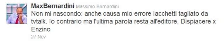 massimo bernardini si discolpa su twitter