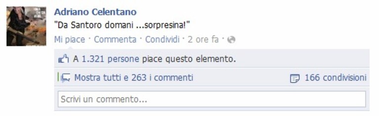 adriano annuncia da fb che andrà a servizio pubblico
