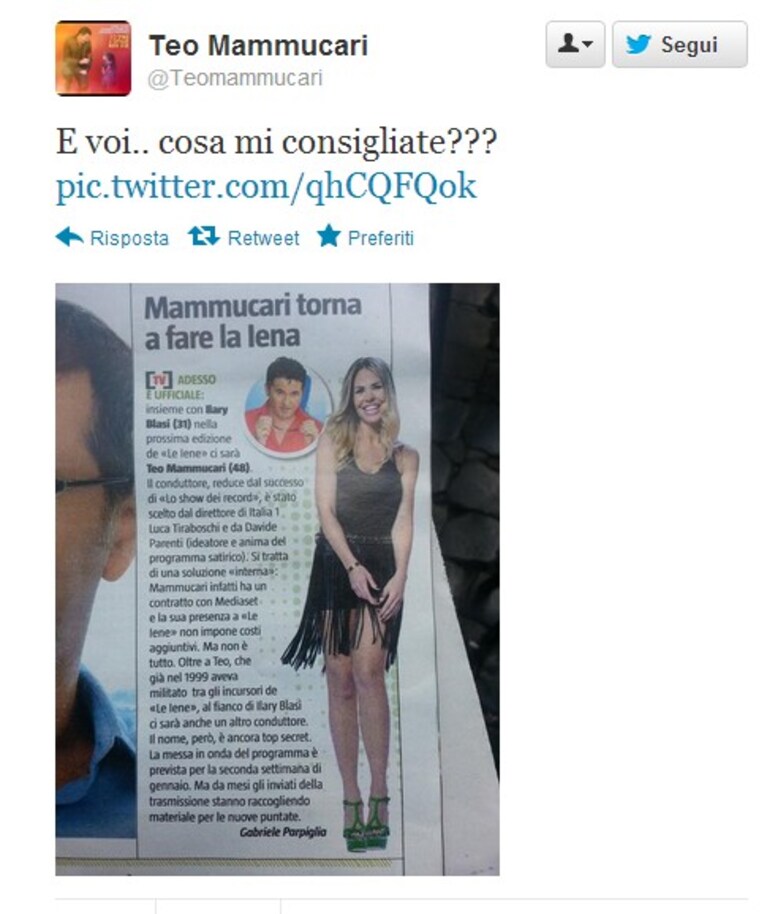 dal twitter di teo la notizia