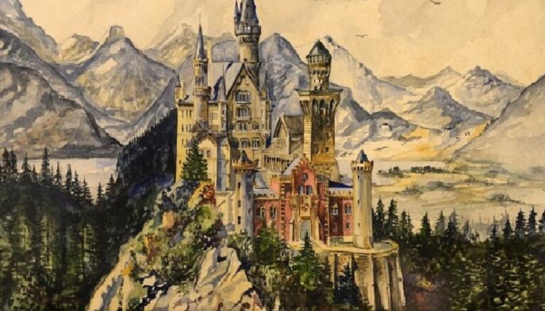 il dipinto del castello di Ludwig di Baviera venduto per 100 mila euro