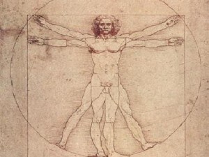 l'uomo vitruviano disegnato da Leonardo da Vinci