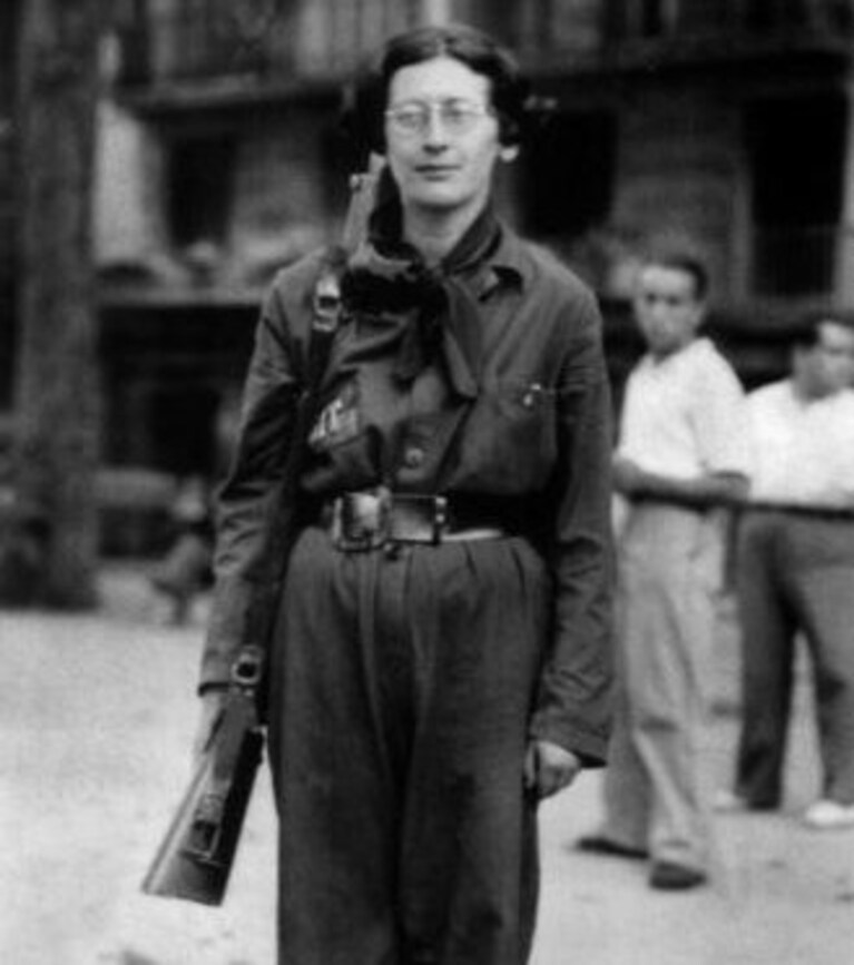 Simone Weil nel 1936, durante la guerra civile spagnola
