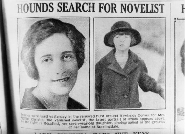la notizia della scomparsa di Agatha Christie nel 1926