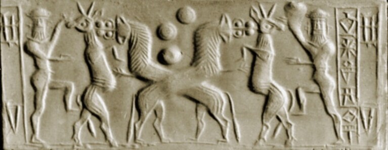 scena di combattimento attribuita all'Epopea di Gilgamesh