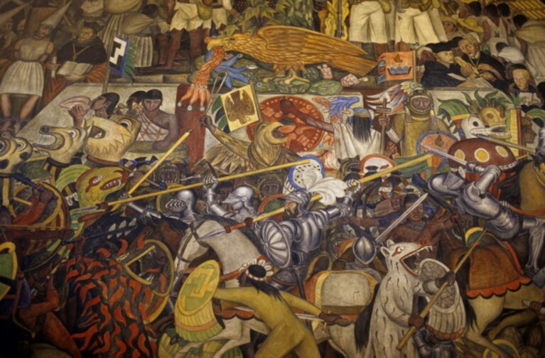 il particolare di un murale di Diego Rivera