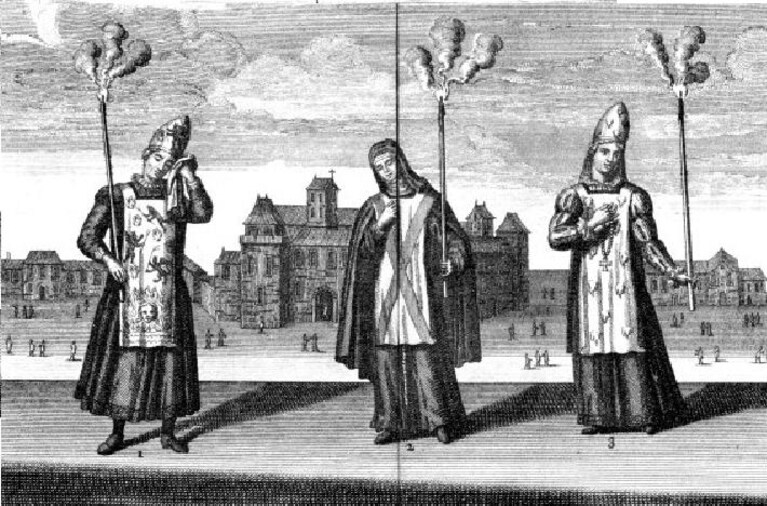 incisione risalente al 1759: tre donne condannate dall'Inquisizione spagnola