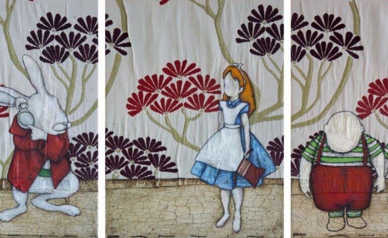 Trittico nella mostra collettiva di Alice in Wonderland