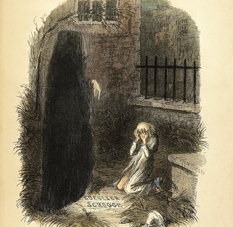 Lo Spirito Futuro, illustrazione originale di John Leech, 1843