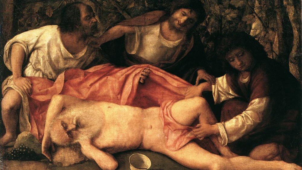 Ebbrezza di Noè, Giovanni Bellini (1515), Musée des Beaux-Arts, Besançon