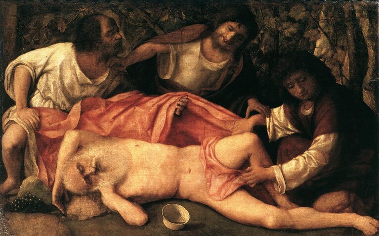 Ebbrezza di Noè, Giovanni Bellini (1515), Musée des Beaux-Arts, Besançon