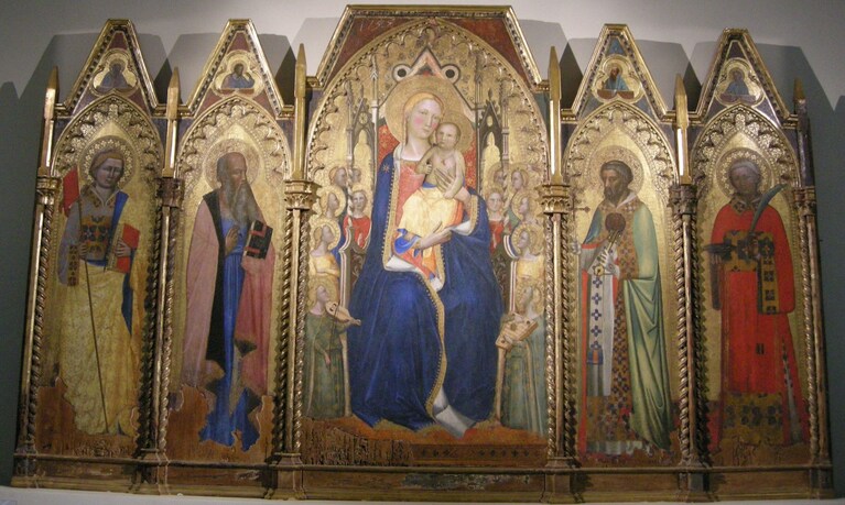 Museo dell'impruneta, Maestro del Bargello, Vergine col bambino tra i Santi