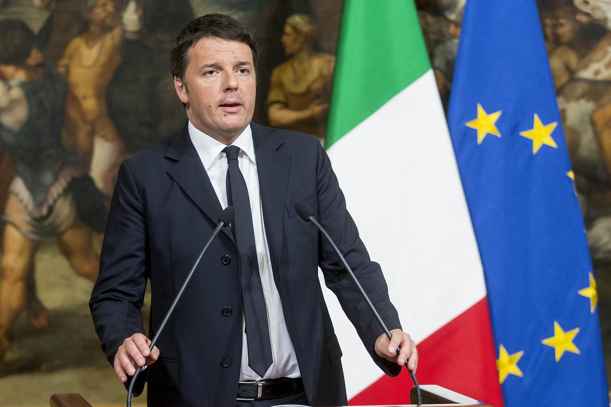 Palazzo Chigi - Dichiarazioni di Matteo Renzi su attentati a Bruxelles