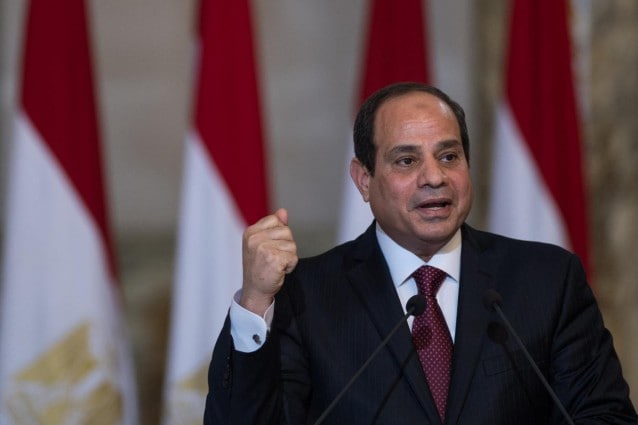 (151119) -- CAIRO, Nov. 19, 2015 (Xinhua) -- Egyptian President Abdel Fattah al-Sisi speaks after the signing ceremony held in the presidential palace in Cairo, Egypt, on Nov. 19, 2015. Egypt and Russia signed on Thursday an agreement to build a nuclear plant in the Arab country not long after a Russian plane crashed over Egypt's restive Sinai. (Xinhua/Pan Chaoyue)