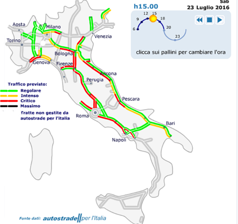 Traffico sabato 23 luglio