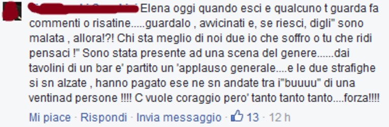 T. che dà forza ad E. raccontandole la storia delle "due strafighe che hanno abbassato lo sguardo"