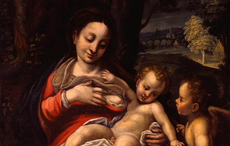 Antonio Allegri detto il Correggio (copia da), Madonna con il bambino, 1580-1620, olio su tela