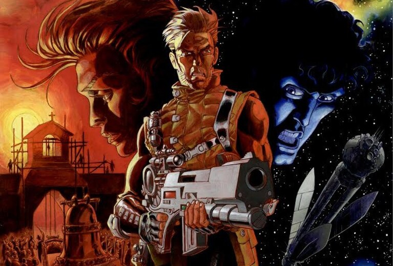 Acrilico su cartone, copertina per il Nathan Never Gigante n°5 per la Sergio Bonelli Editore.Copywright Stefano Casini 1998