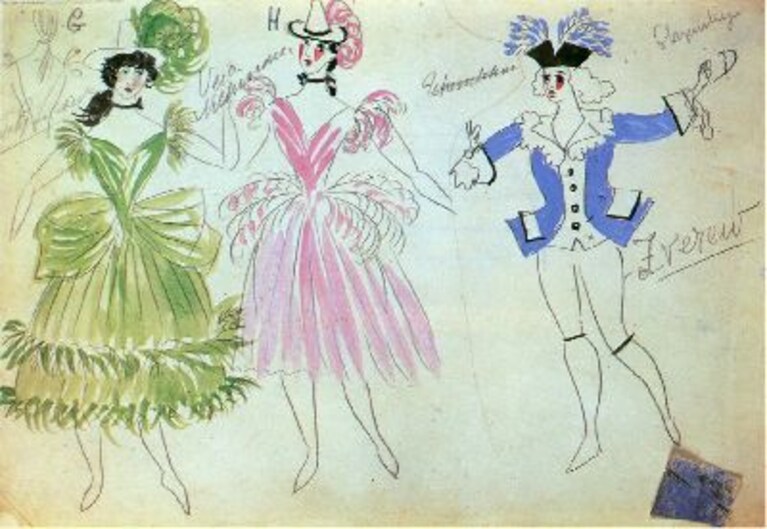 Pablo Picasso, figurini di costumi per Pulcinella