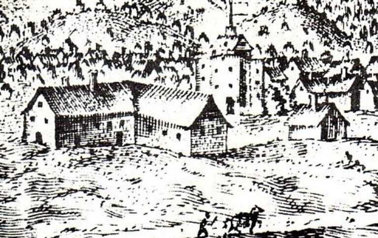Il Curtain Theatre in un'illustrazione dei primi anni del Seicento