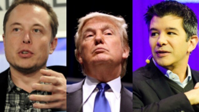 Da sinistra: Elon Musk, Donald Trump, Travis Kalanick.