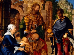L'Adorazione di Albrecht Dürer, particolare