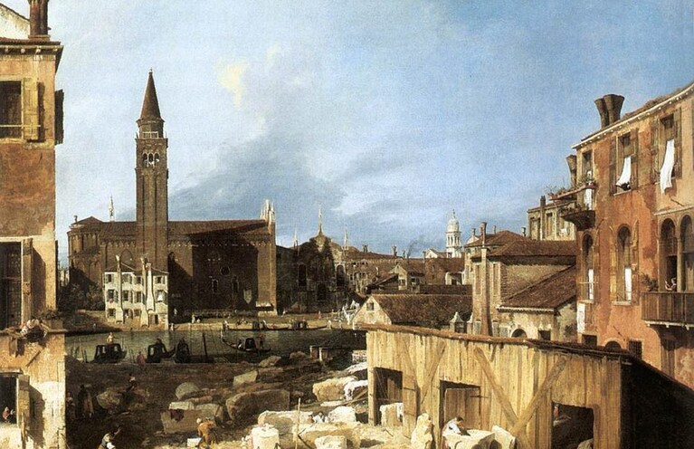 Canaletto, Cortile dello Scalpellino (1727), National Gallety, Londra