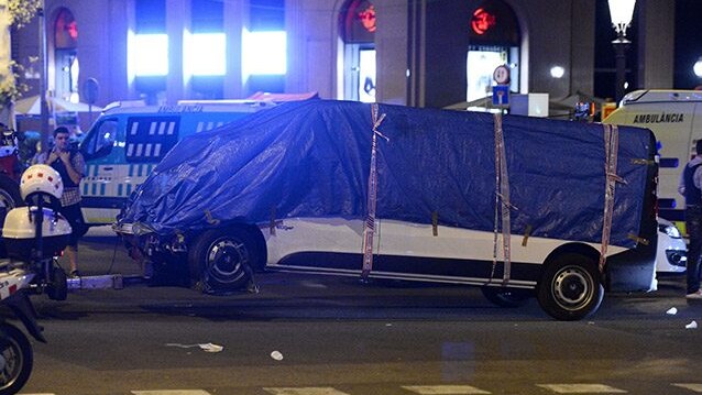Il van utilizzato per l'attentato a Barcellona del 17 agosto (Getty).