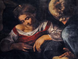 Dettaglio della "Natività" del Caravaggio