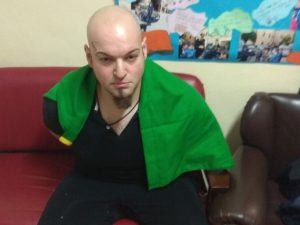 Luca Triani in stato di arresto in caserma.