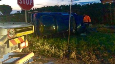 L'auto di Giuseppe dopo l'incidente (Twitter).
