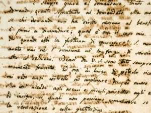 Lettera autografa di Giacomo Leopardi indirizzata al Monsignor Angelo Mai, conservata presso la Biblioteca Vaticana.