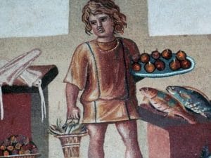Mosaico romano rinvenuto a Pompei e oggi conservato presso l'Hermitage di San Pietroburgo.