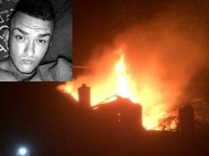 La casa in fiamme e una delle vittime