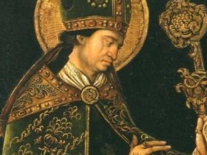 Il vescovo e martire Valentino, in un dipinto di Leonhard Beck conservato nel Museo Nazionale della Fortezza di Coburg, in Germania.