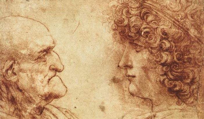 "Testa di Vecchio e Giovane", Leonardo da Vinci. @Foto gentilmente concessa dalle Gallerie degli Uffizi