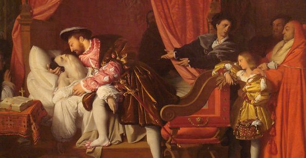 Jean Auguste Dominique Ingres, "La morte di Leonardo da Vinci" (1818), Musée des Beaux Arts de la Ville de Paris, Petit Palais.