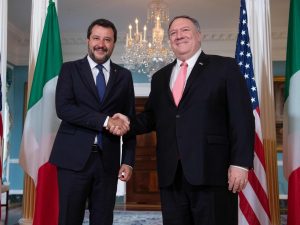 Matteo Salvini incontra il segretario di Stato Usa Mike Pompeo