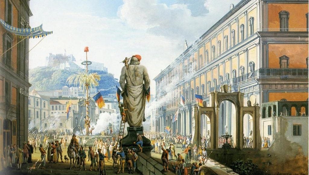 Saverio della Gatta, "La distruzione dell'albero della libertà a Largo di Palazzo" (1800).