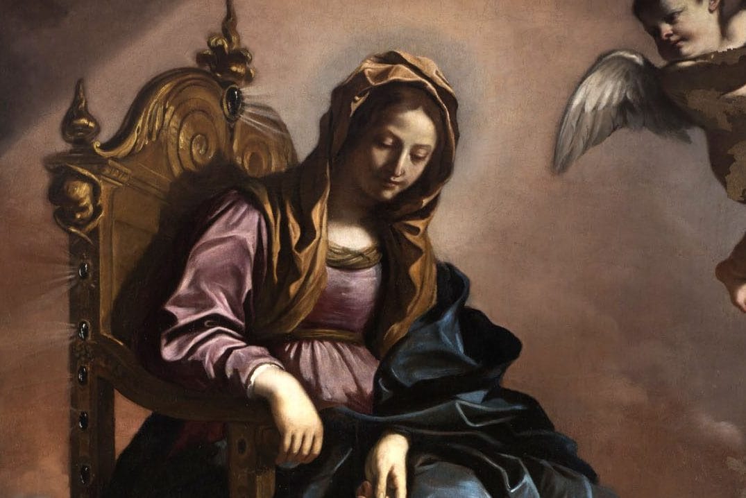 Francesco Maria Barbieri detto il Guercino (Cento 1591 – Bologna 1666), Madonna in trono con i santi Giovanni evangelista e Gregorio taumaturgo, dopo il restauro; olio su tela, 1630; foto di Mauro Coen; © Istituto Superiore per la Conservazione ed il Restauro di Roma (IsCR)