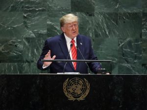 Il discorso di Donald Trump all'Onu (Getty).